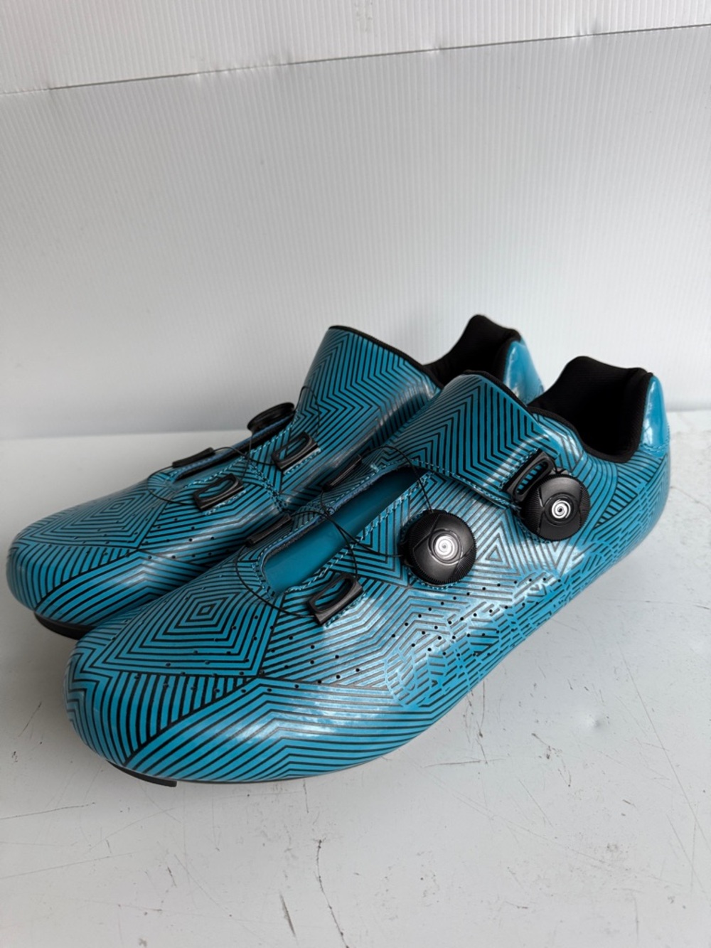 Speed Iridescent Color Shifting Cycling Shoes 47 US 13 Blue Quick Lace Locking